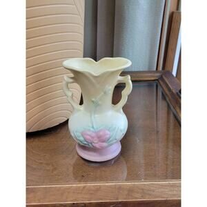 Vintage Hull Art Pottery Vase, Embossed Wildflower, Double Handle, W-1 5-1/2"
